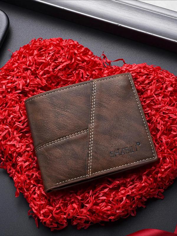 Men's Business Minimalist Short Wallet, All-match PU Leather Bifold Wallet, Classic Card Holder As Gift for Boyfriend