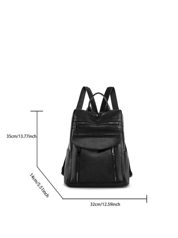 Solid Color Backpack with Adjustable Strap, Fashionable Large Capacity School Bag for Women & Girls, Vintage Backpack Bag for Commuters and Students