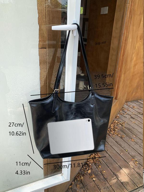 Women's Solid Color Tote Bag, Fashionable Large Capacity Shoulder Bag for Work & Daily Used, Casual Trendy Versatile High-quality Daily Commuting Bag