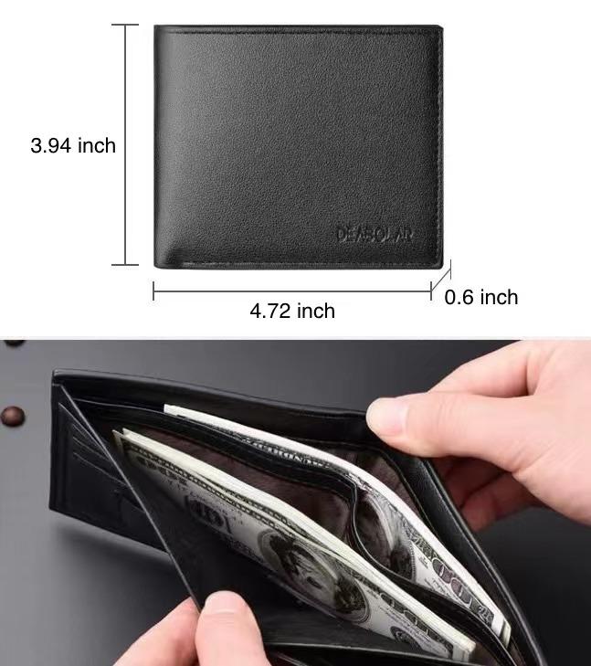 Men's Bifold Leather Wallet With ID Window Credit Card Holder Slim Purse