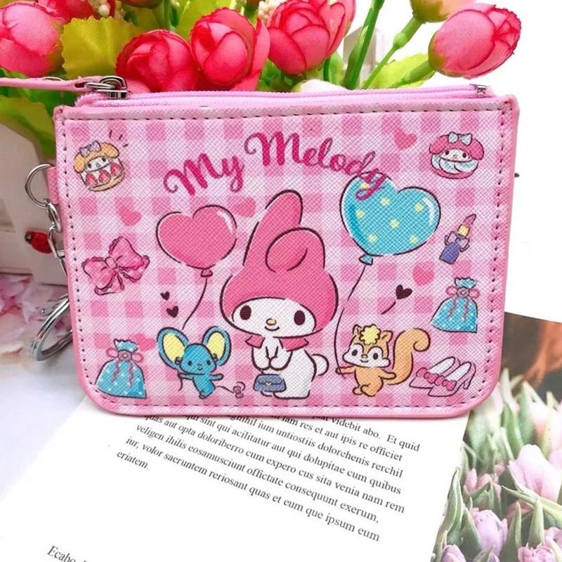 My Melody Wallet, ID Card Holder, and Keychain Combo for Women