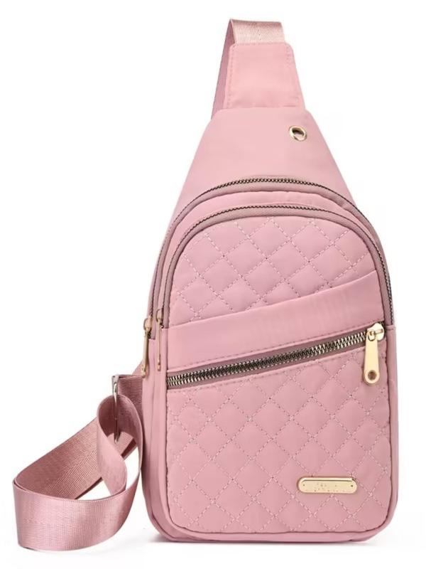 Fashionable Quilted Design Zipper Belt Bag, Casual Versatile Argyle Quilted Design Sling Bag for Women, Trendy All-match Chest Bag for Daily Used