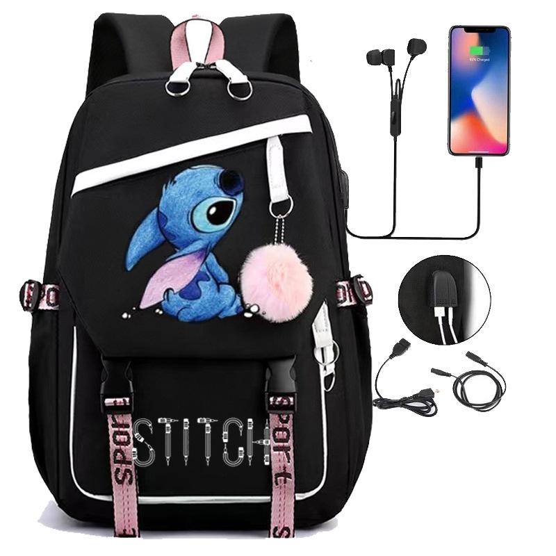 Anima Cartoon Student Laptop Backpack with USB Charging Port - Large Casual Daypack Travel Schoolbag for Boys and Girls