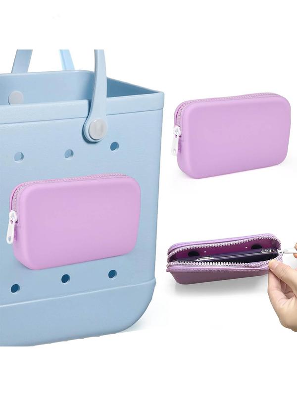 Cute Plain Color Silicone Insert Wallet Bag for Beach Bag, Soft Minimalist Mobile Phone Bag, Versatile Bag Accessories for Summer Beach Vacation