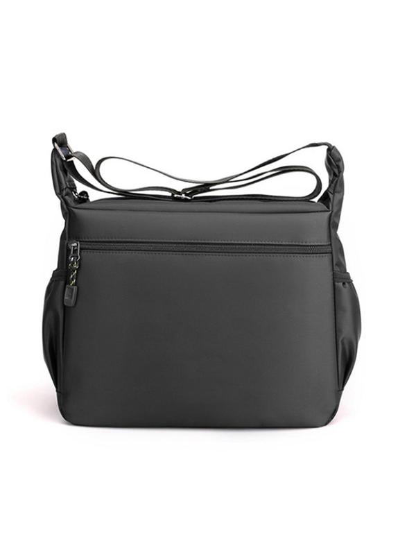 Men's Fashion Letter Patched Design Crossbody Bag, Casual Large Capacity Multi-pocket Business Shoulder Bag, Waterproof Wear-resistant Crossbody Bag for Daily Used