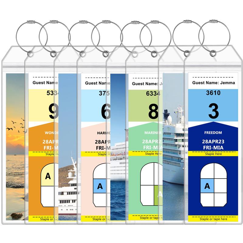 8 Pack Cruise Luggage Tag Holder 2024 for Royal Caribbean and Celebrity Cruise Essentials - Clear