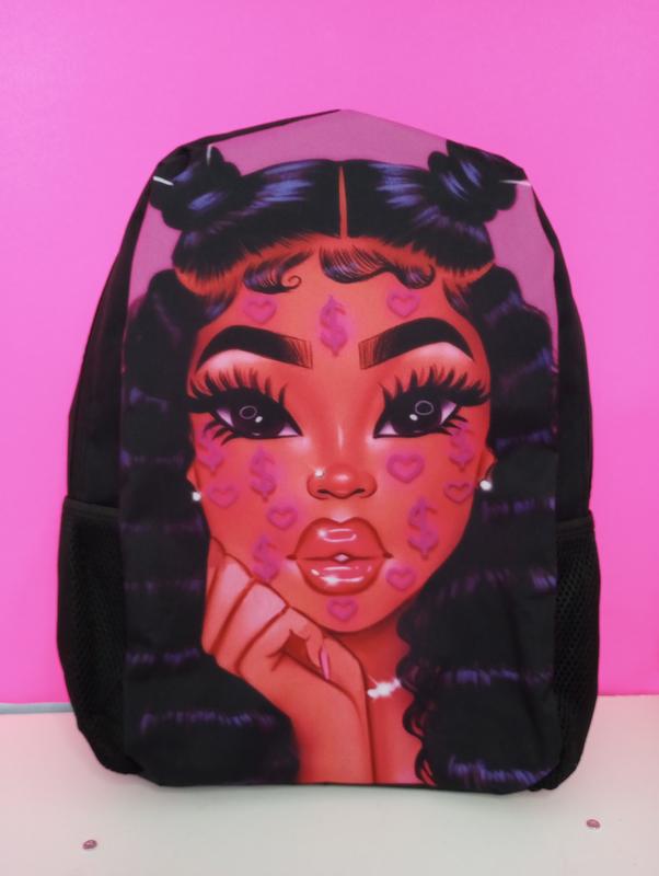 Black Girl Magic Backpack with Mesh Side Pockets pink backpack