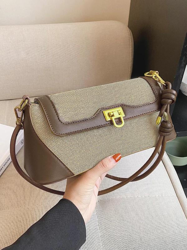 Women's Fashionable Elegant Colorblock Square Shoulder Bag, Trendy Simple Style Square Bag, Fashionable Shoulder Bag For Daily Use