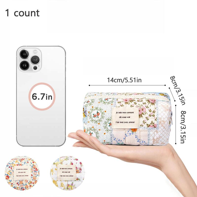 Floral Pattern Fashionable Makeup Bag, 1 Count Portable Travel Ladies' Hand-held Makeup Bag, Cosmetic Storage Bag for Women and Girls