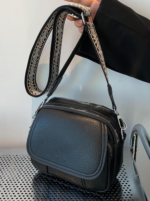 Women's Fashionable Solid Lychee Pattern Crossbody Bag, Casual Versatile Shoulder Bag for Daily Used, Trendy High-quality Commuting Bag for Work Shopping Party