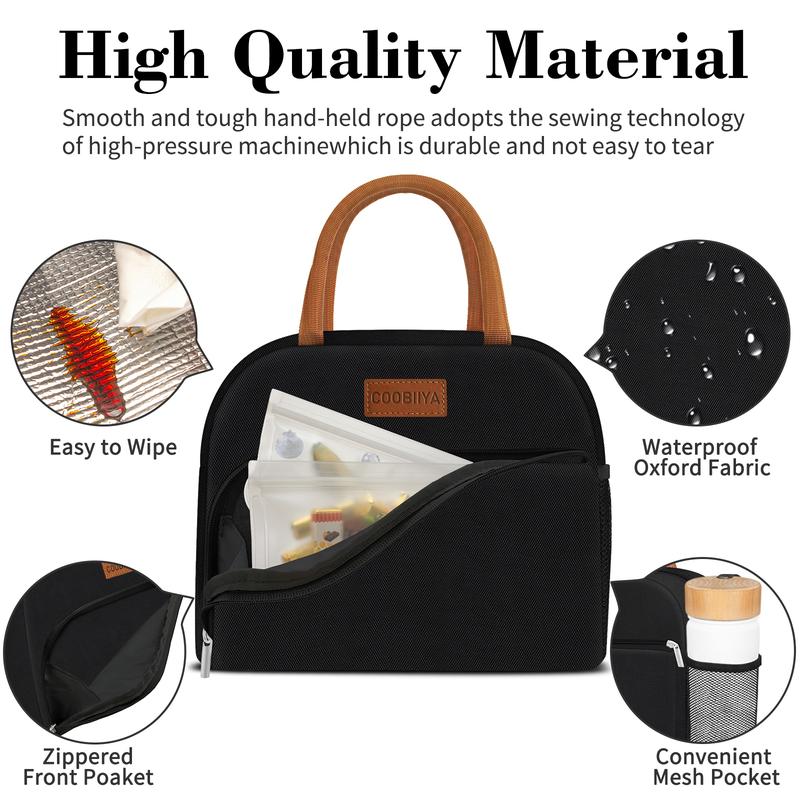 Coobiiya Cute Large Capacity Reusable Leakproof Insulated Cooler Lunch Bag for Women and Men Lunch Box for Work Office Picnic Travel School lunch bag