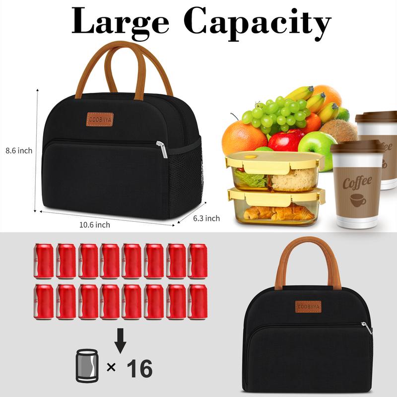 Coobiiya Cute Large Capacity Reusable Leakproof Insulated Cooler Lunch Bag for Women and Men Lunch Box for Work Office Picnic Travel School lunch bag