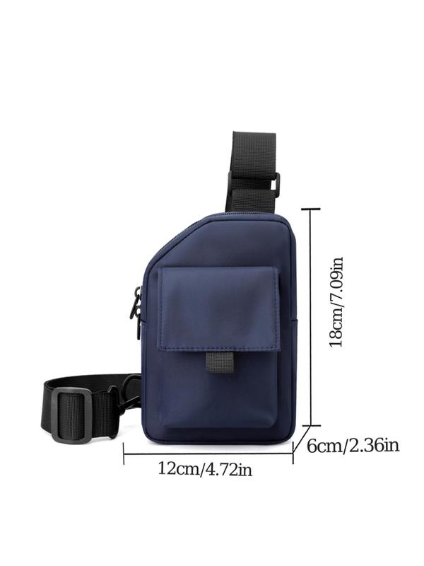 Men's Casual Solid Color Mini Sling Bag, Fashionable Nylon Chest Bag For Daily Used, Trendy Bum Bag For Outdoor