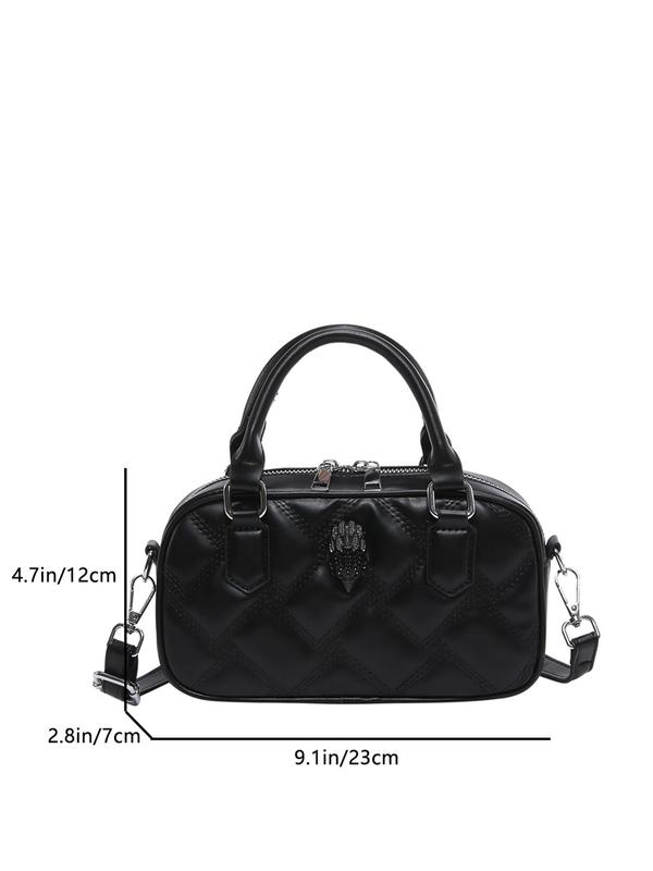 Women's Fashionable Quilted Rhombic Design Handbag, Casual Pu Leather Zipper Shoulder Bag for Daily Used, Trendy Versatile High-quality Daily Commuting Bag