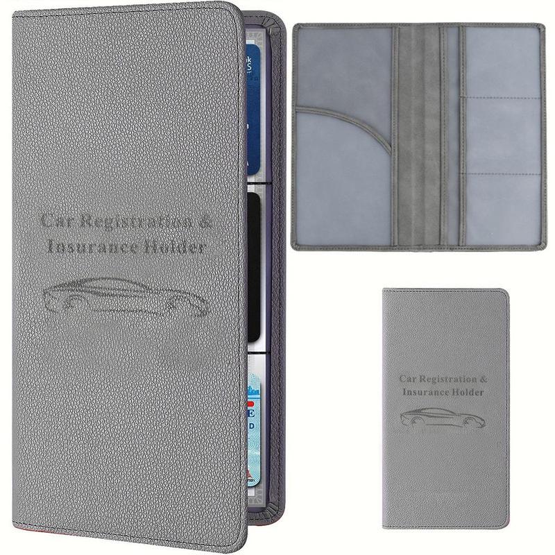 Car Registration & Insurance Card Holder, 1 Count PU Leather Car Document Holder, Portable Auto Document Wallet for Men & Women