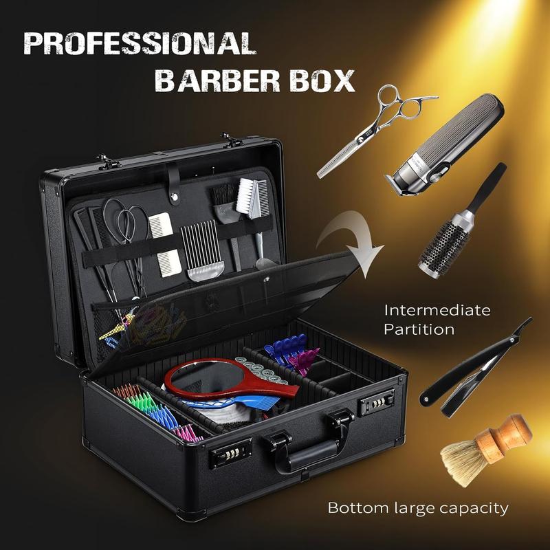 Large Barber Carrying Case with Code Lock Hairdresser Tool Box Organizer Traveling Case Portable Travel Barber Suitcase