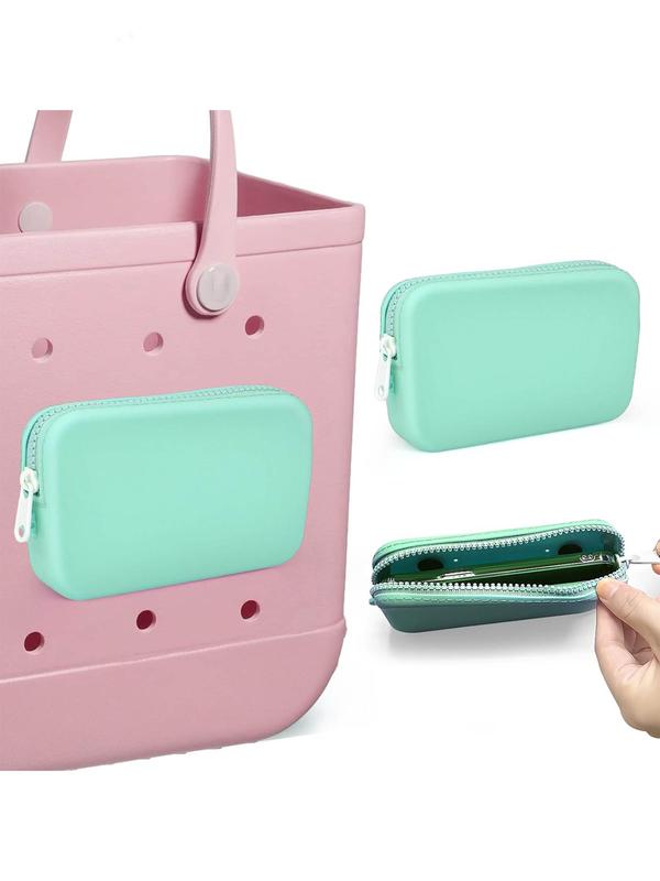 Cute Plain Color Silicone Insert Wallet Bag for Beach Bag, Soft Minimalist Mobile Phone Bag, Versatile Bag Accessories for Summer Beach Vacation