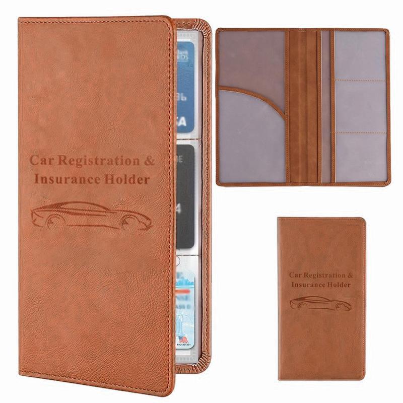 Car Registration & Insurance Card Holder, 1 Count PU Leather Car Document Holder, Portable Auto Document Wallet for Men & Women