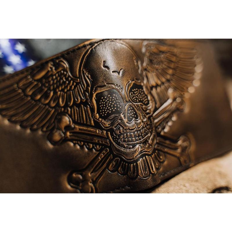 SKULL Bifo Wallet | Slim Mens Wallet | Winged Skull Crosss Wallet For Men | Hand Burnished Full Grain Leather | Biker Wallet