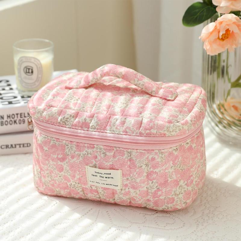 Floral Pattern Makeup Bag Set, 3 Counts Large Capacity Travel Cosmetic Bags, Zipper Makeup Organizer Pouches, Versatile Storage Bags, Gifts for Girlfriend, Christmas, Christmas Gift