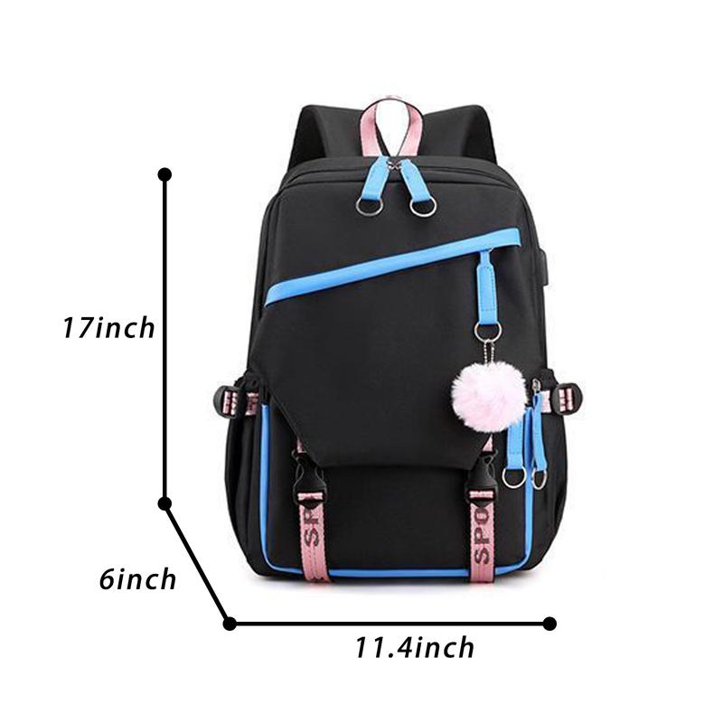 Anima Cartoon Student Laptop Backpack with USB Charging Port - Large Casual Daypack Travel Schoolbag for Boys and Girls