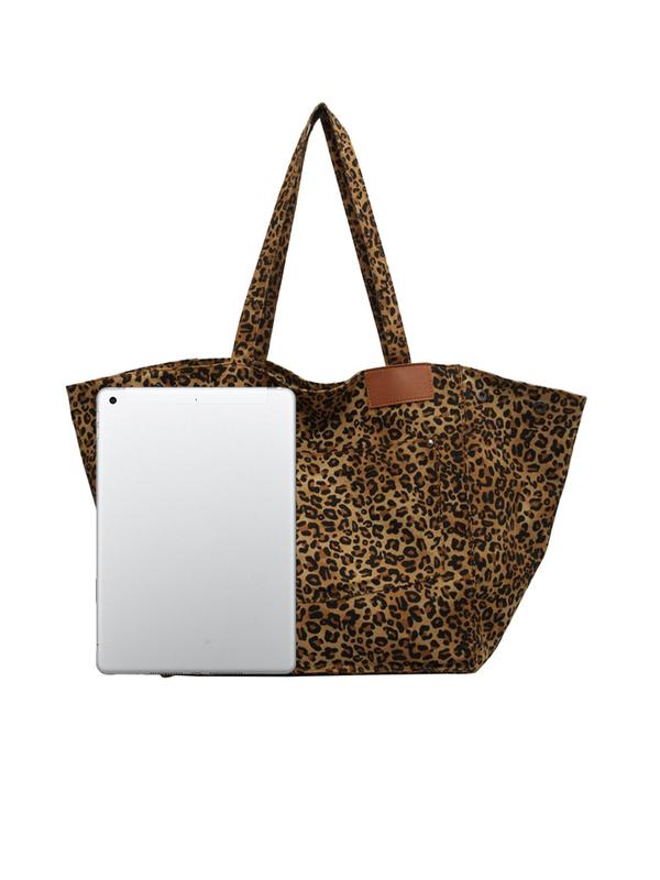 Fashion Leopard Pattern Tote Bag, Casual Large Capacity Shoulder Bag for Women, Trendy Versatile High-quality Daily Commuting Bag, Girl Fashionable Shopping Bag