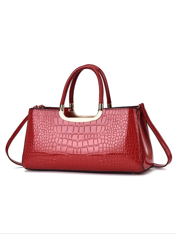 Women's Elegant Crocodile Embossed Handbag, Fashionable Large Capacity Crossbody Bag, Casual Trendy Versatile High-quality Daily Commuting Bag