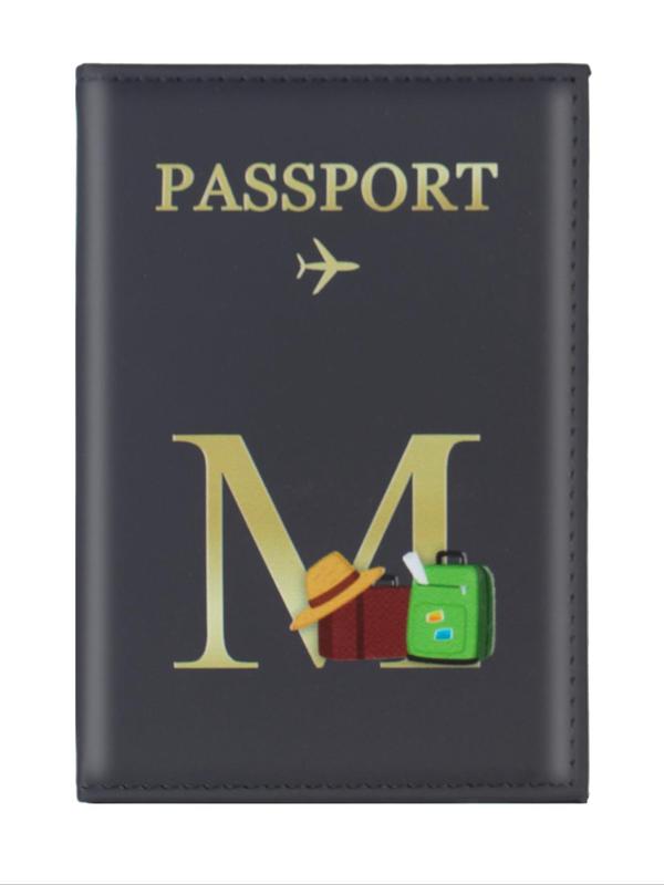 Fashion Creative Letter Pattern Passport Holder, PU Leather Passport Cover, Slim Travel Wallet Accessory