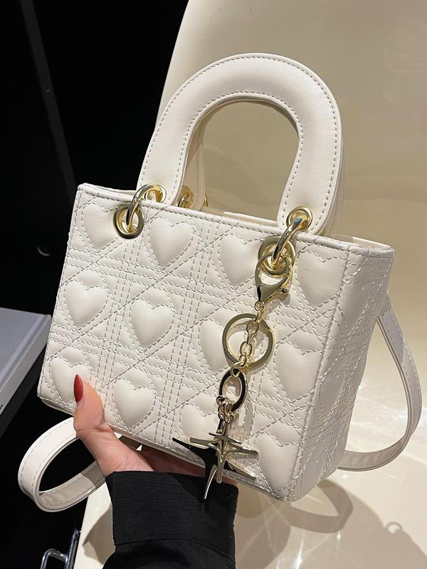 Women's Fashionable Heart Pattern Crossbody Bag, Casual PU Leather Shoulder Bag for Daily Used, Trendy Versatile High-quality Daily Commuting Bag