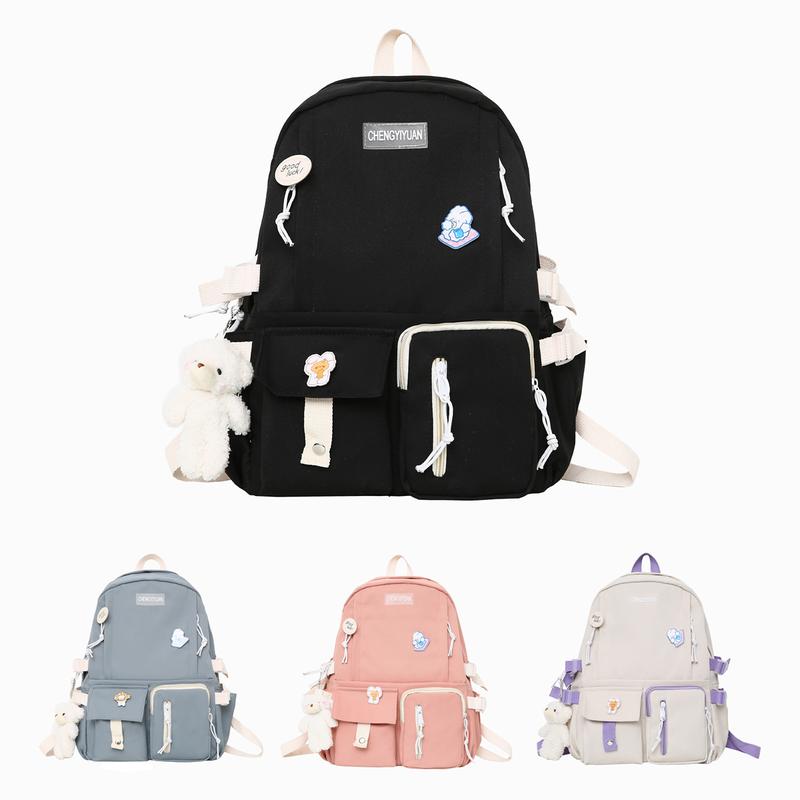 Cute Multi Pockets Backpack for Women Multifunctional School Bag Trendy Daypack Suitable for Travel Vacation