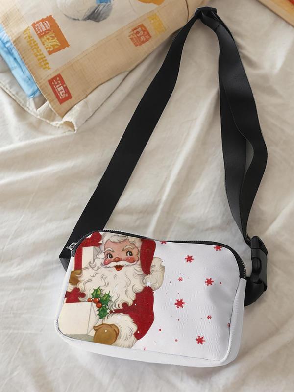 Women's Christmas Print Fanny Pack, Large Capacity Travel Organizer, Portable Travel Crossbody Bag, Casual and Stylish Crossbody Bag with Zipper Closure