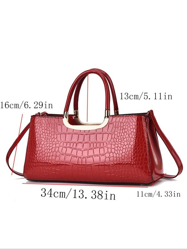 Women's Elegant Crocodile Embossed Handbag, Fashionable Large Capacity Crossbody Bag, Casual Trendy Versatile High-quality Daily Commuting Bag