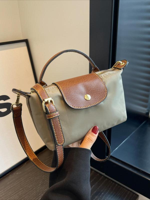 Women's Fashionable Color-block Shoulder Bag, Casual Versatile Zipper Shoulder Bag for Daily Used, Trendy All-match Commuter Bag