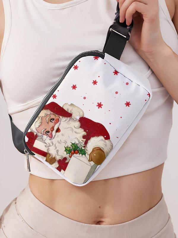 Women's Christmas Print Fanny Pack, Large Capacity Travel Organizer, Portable Travel Crossbody Bag, Casual and Stylish Crossbody Bag with Zipper Closure