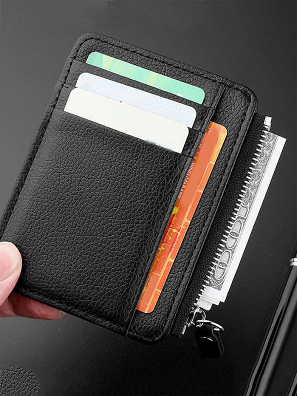 Women's Simple Plain Zipper Short Wallet, Casual Multi Card Slot Card Holder, Trendy Wallet for Daily Use