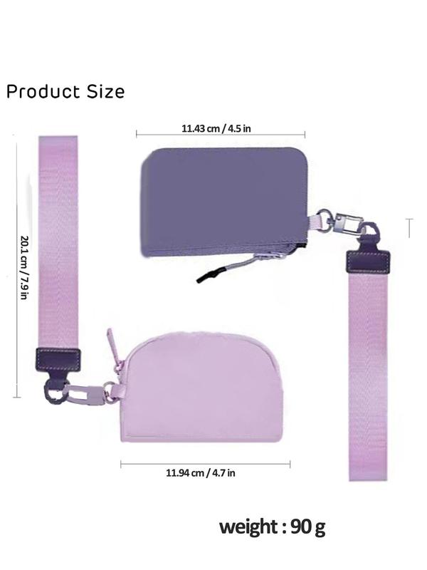 Casual Trendy Mini Zipper Wristlet Wallet with Double Pockets, Portable Detachable Minimalist Wristlet, Coin Purse for Women for Travel & Sports & Daily Life