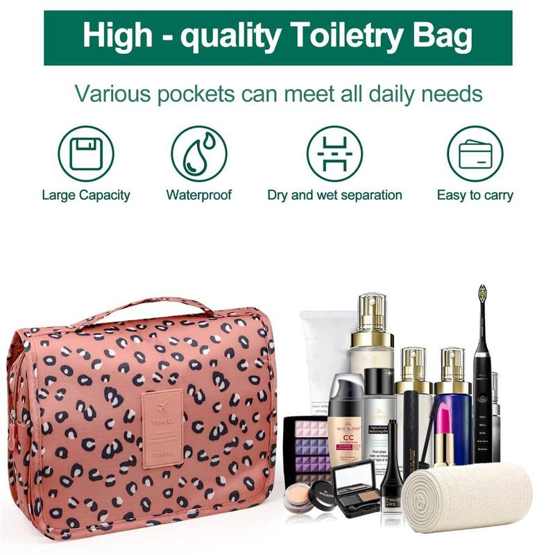 Leopard Pattern Cosmetic Storage Bag, 1 Count Waterproof Makeup Organizer, Travel Toiletry Bag with Zipper, Storage Bag for Home & Travel