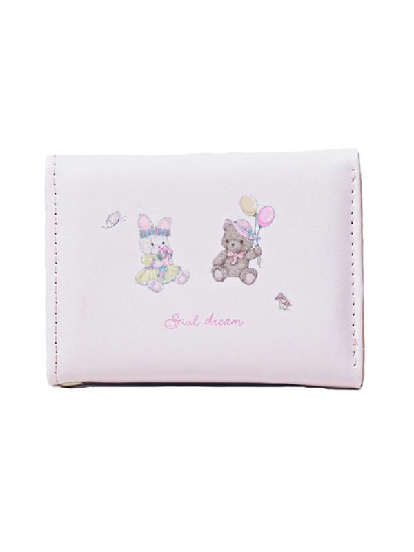 Cartoon Bear Pattern Pu Leather Wallet, 2024 Cute Mini Purses Zipper Card Holder, Multi Card Slot Anti-magnetic Buckle Money Saving Wallet Back To School, Purses for Women