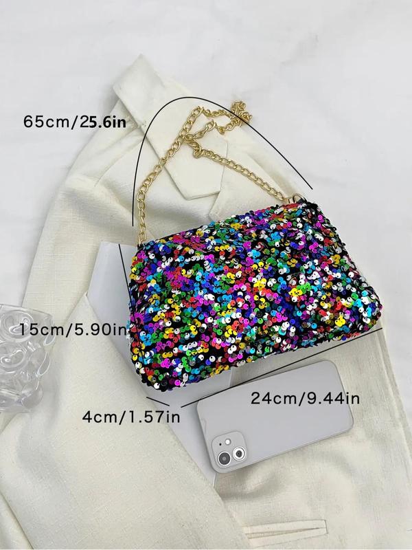 Fashionable Sequin Decorated Shoulder Bag, Casual Versatile Zipper Shoulder Bag for Women, Trendy All-match Bag for Daily Life