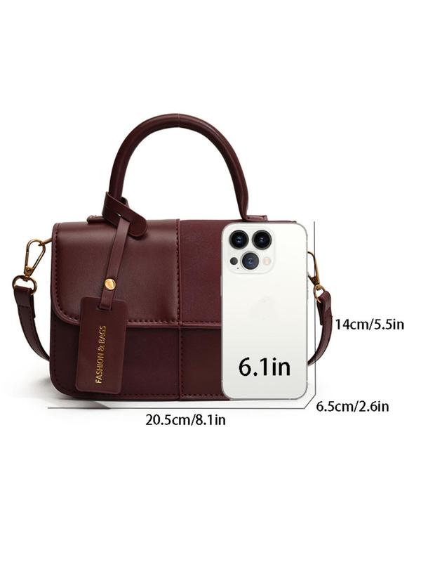 Women's Patchwork Design Handbag, Fashionable PU Leather Crossbody Bag for Daily Used, Casual Trendy Versatile High-quality Daily Commuting Bag