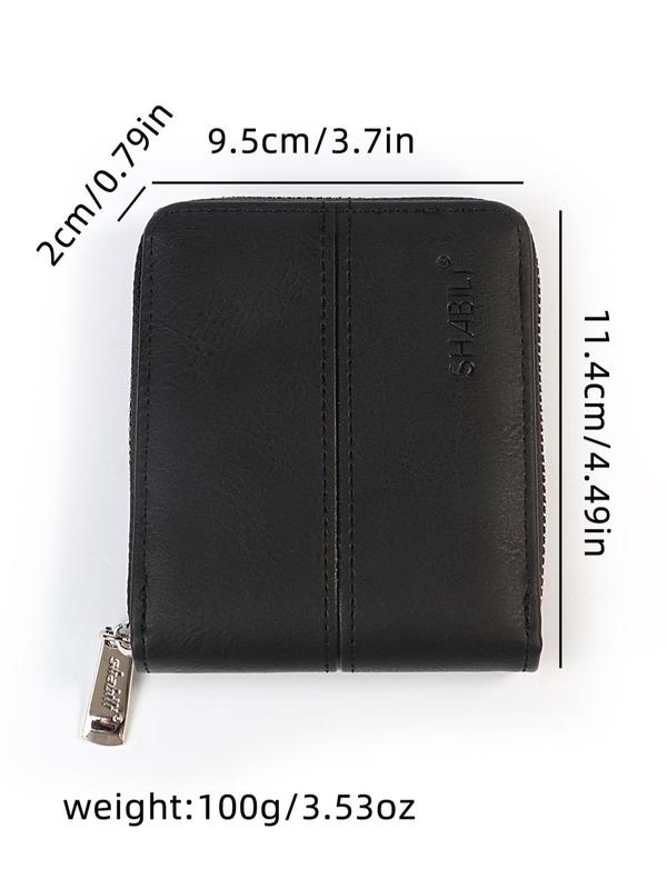 Men's Business Fashion Bifold Wallet with Card Slots, Retro Pu Leather Textured Short Wallet & Card Holder, Casual Trendy Zipper Wallet for Work & Daily Use