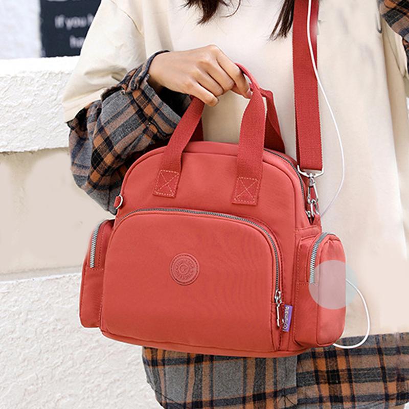 Women's Multi Pockets Handbag Versatile Shoulder Bag Casual Rucksack Shopping Travel Bag