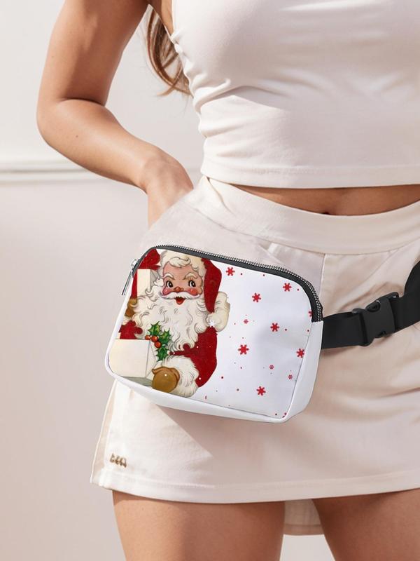 Women's Christmas Print Fanny Pack, Large Capacity Travel Organizer, Portable Travel Crossbody Bag, Casual and Stylish Crossbody Bag with Zipper Closure