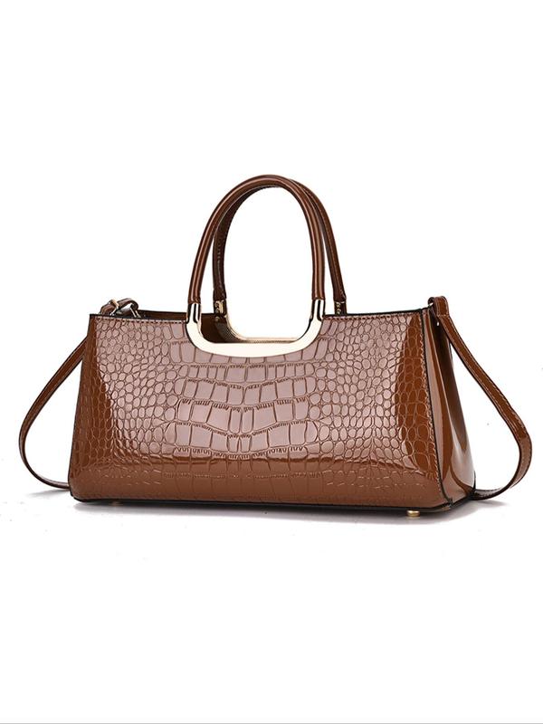 Women's Elegant Crocodile Embossed Handbag, Fashionable Large Capacity Crossbody Bag, Casual Trendy Versatile High-quality Daily Commuting Bag