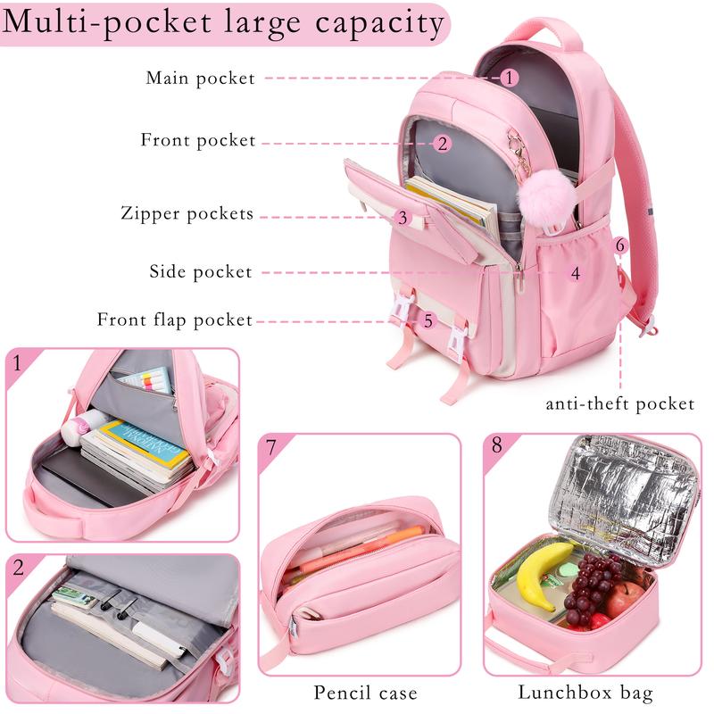 MAKUKKE Laptop Backpacks for Girls Book Bag Set, 2024 Back to School Cute School Bag for Teens Anti Theft Travel Daypack Bags Bookbags for Summer 2024 Teens Girls Women christmas gift ideas