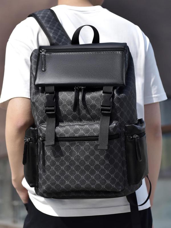 Fashionable Geometric Pattern Backpack, Multi-functional Backpack, Casual Trendy Versatile High-quality Daily Commuting Bag Backpacks For School