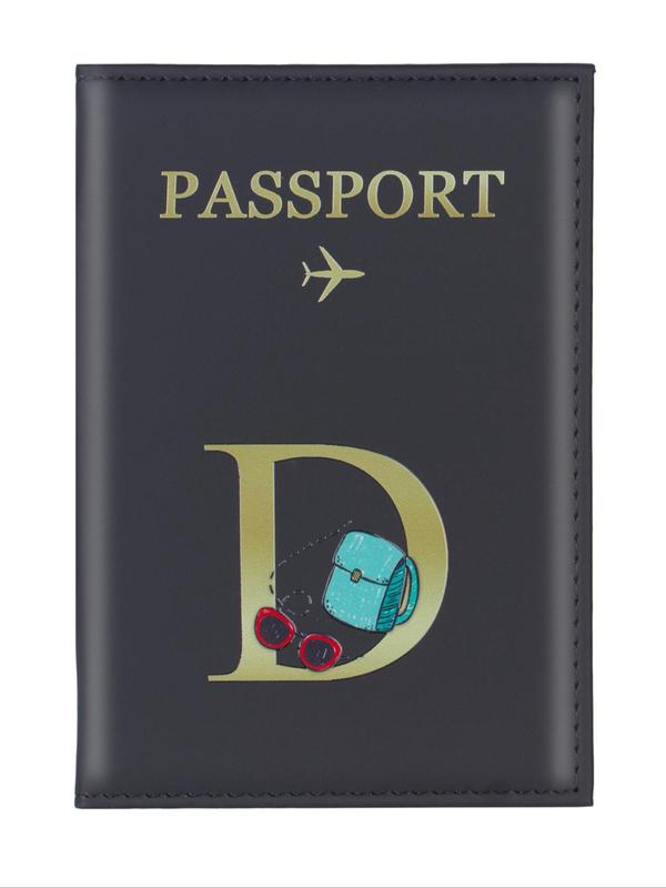 Fashion Creative Letter Pattern Passport Holder, PU Leather Passport Cover, Slim Travel Wallet Accessory