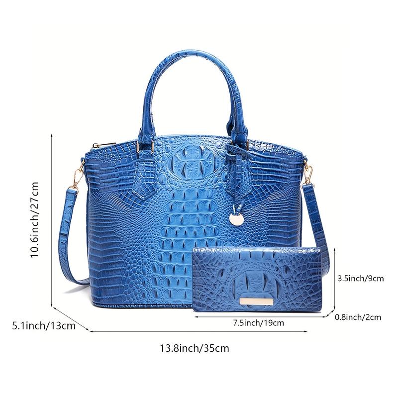 2024 HOT Chic Crocodile Embossed Womens Handbag - Top Handle Satchel with Roomy Interior & Convertible Crossbody Strap - Fashion Purse for Everyday Style