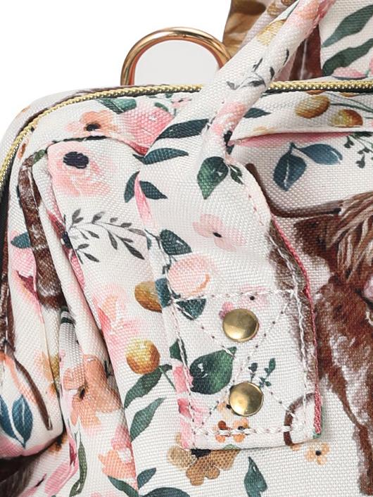 Floral Western Backpack with Highland Cows