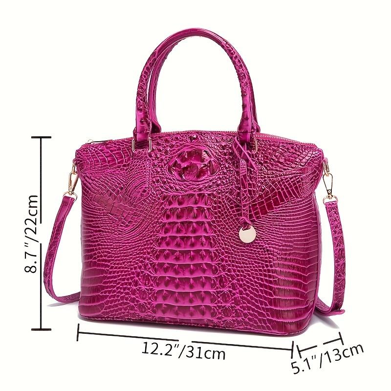 2024 HOT Chic Crocodile Embossed Womens Handbag - Top Handle Satchel with Roomy Interior & Convertible Crossbody Strap - Fashion Purse for Everyday Style